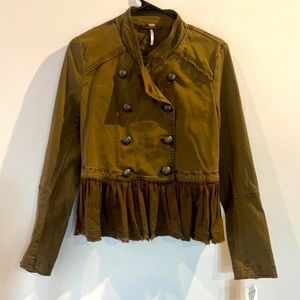 ‼️FREE PEOPLE MILITARY RUFFLE HEM JACKET‼️OLIVE GREEN SMALL / MEDIUM